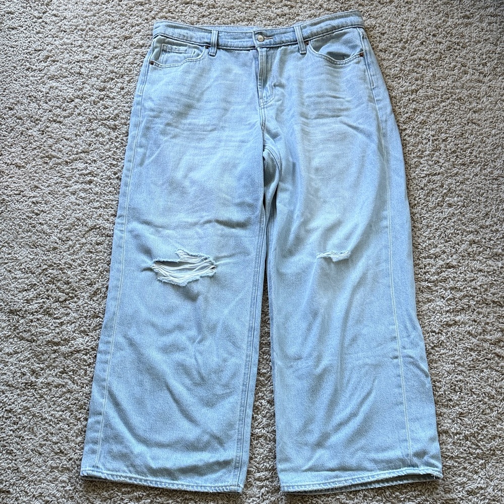 Old Navy Mid Rise Baggy Wide Leg Drapey Denim sz 14